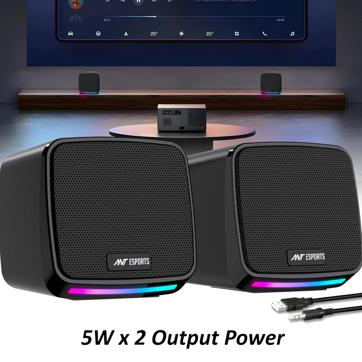 Ant Esports Speaker USB 2.0 GS195 RGB 10w view 3
